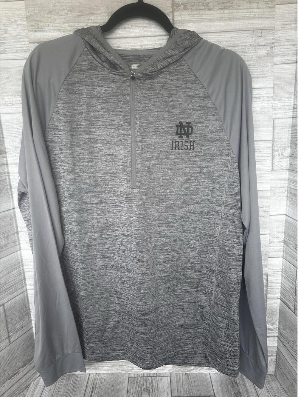 Men's L Colosseum Gray Notre Dame Fighting Irish Cybernetic Raglan 1/4-Zip NWT